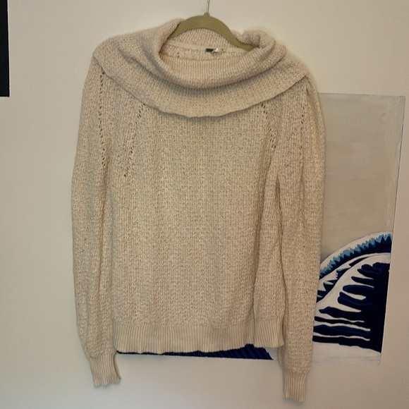 Free People By Your Side Cowl Neck Sweater – Cream/Ivory – Size XS (Oversized Fi - Picture 1 of 14